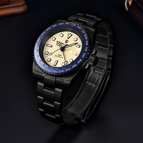 PAGRNE DESIGN Pagani Hombres Automático GMT TMI NH34 PD1758 Japón Movimiento Cristal de zafiro AR + AF Reloj Resistente al agua ( Shell Azul)