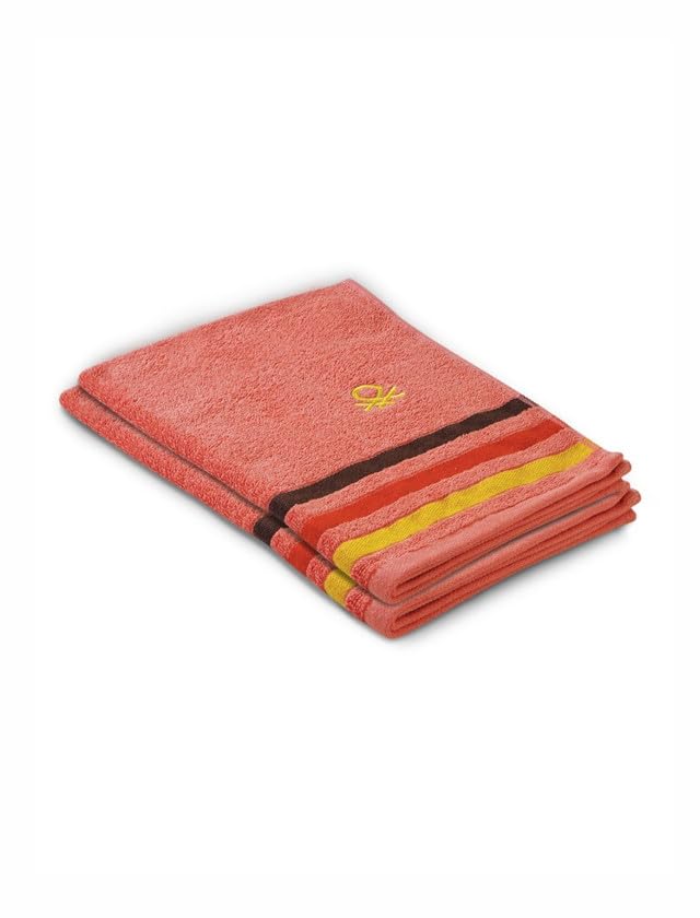 Image of United Colors of Benetton Rainbow Cotton Hand Towel | Set of 2 | 40x60 cm | Apricot