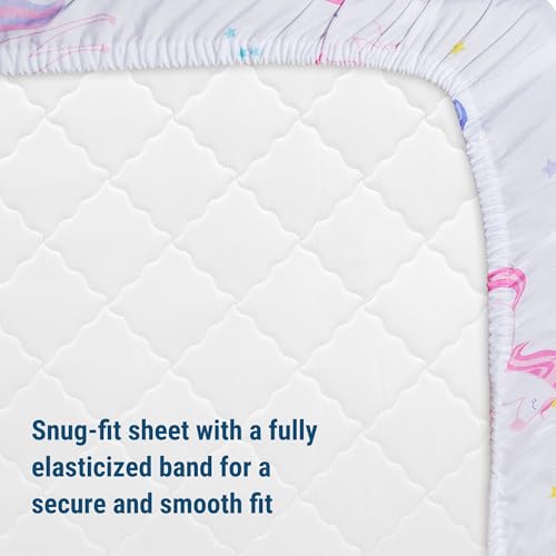 Image of Wildkin 100% Cotton Flannel Crib Sheet - Soft & Breathable Fitted Sheet - Unicorn