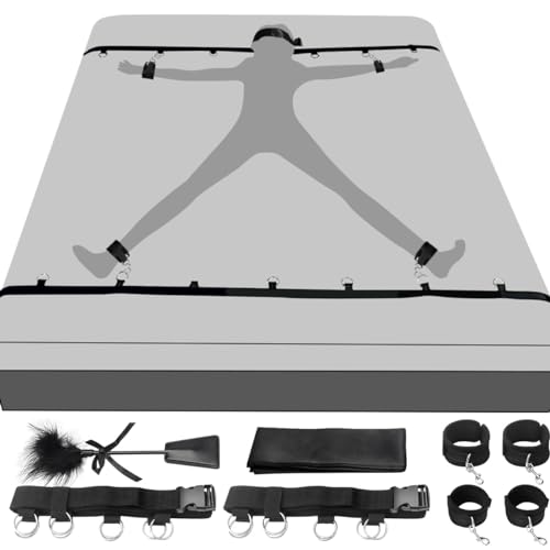 Sex Bondage BDSM Kit, Restraints Sets Sex Toys Couples Sex Toys with Sex Straps Hand Cuffs Blindfold & Feather BDSM Kit Adult Sex Toys Bondage Gear & Accessories for Couples Game