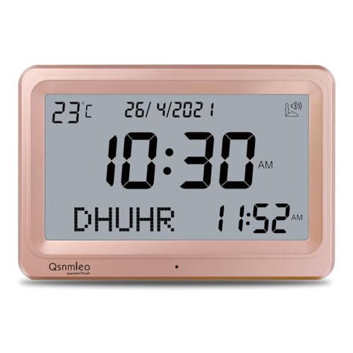 Qsnmieo Azan Clock for USA-Automatic Worldwide Digital 8 Azan Prayer Sounds Islamic Wall and Desk Clock