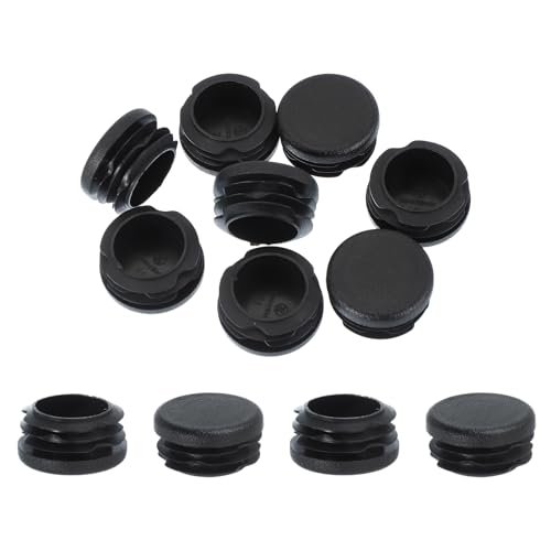Image of PATIKIL 1-1 /4 Inch Plastic Tubing End Caps, 10 Pcs Round Hole Plug Insert for Round Iron Pipe Chair Leg Table Bookshelves Patio Furniture, Black