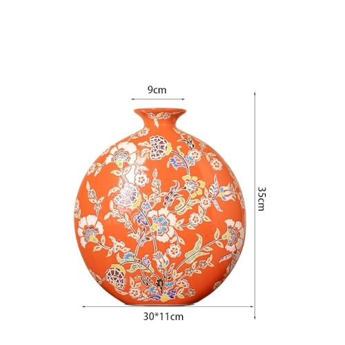 Vase style chinois à col plat idéal pour stabiliser les bouquets de fleurs - 3