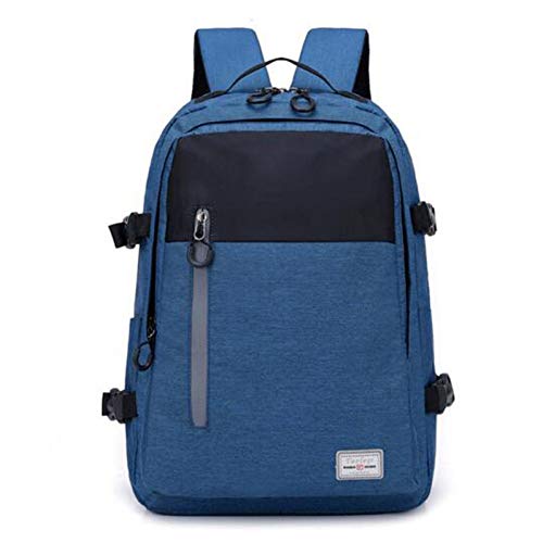 XIAJIA Backpack Hombres Mujeres Mochilas Young College School Bag Empalme Bolsa para Computadora Portátil Mochilas De Negocios Bolsa De Viaje De Gran Capacidad, Azul