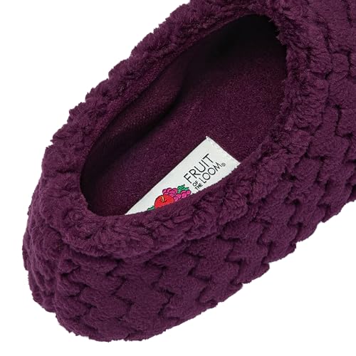 Fruit of the Loom Women's Memory Foam Slippers - Fuzzy Chevron House Shoes, Indoor/Outdoor Pantuflas, Grape, 7-8 - image 5