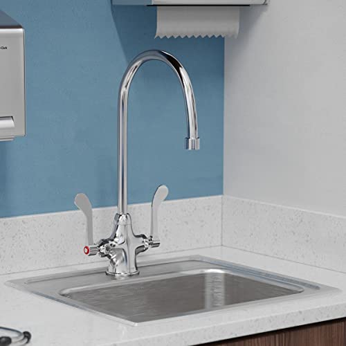 Elkay Lk500Gn08T4 Single Hole Concealed Deck Faucet With 8" Gooseneck Spout And 4" Wristblade Handles, Chrome #TOP1
