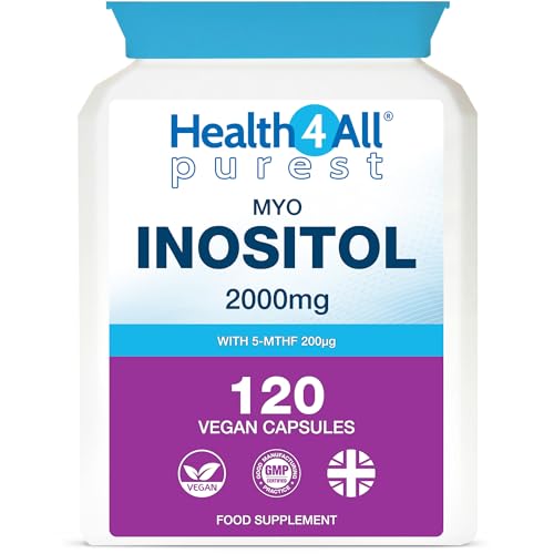Health4All Myo-Inositol with 5-MTHF Methylfolate 120 Capsules, PCOS Supplement, Aids Hormonal Balance, Metabolism & Conception, Purest Vegan Capsules (not Tablets) | Made in UK