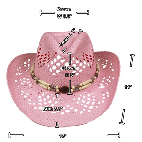 Image of SILVERFEVER Straw Cowboy Hat Cowgirl Hats Men Women Sun Hat Sombreros Vagueros Classic Western Accents Sombreros