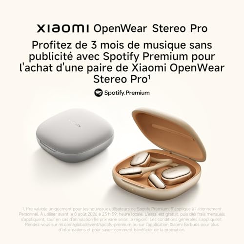 XIAOMI OpenWear Stereo Pro, Écouteurs Bluetooth à Oreille Ouverte avec Contour d’Oreille, Port Confort et stabilité, autonomie 45 h, étanchéité IP54, Multi-transducteurs, Audio Hi-Res HiFi