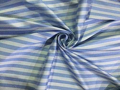 Soie Dupion bleu rayé pour confectionner des vêtements structurés largeur 137 cm