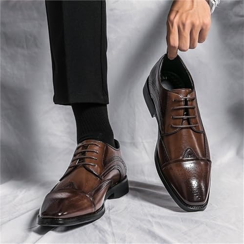 Men's Lace up Brogue Dress Shoes Business Casual Comfortable Office Wedding Groom Formal Work Footwear2