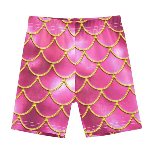Mermaid Fish Scales Pink Toddler Biker Shorts Girls 4t Shorts for Under Dresses Cotton Dance Clothes