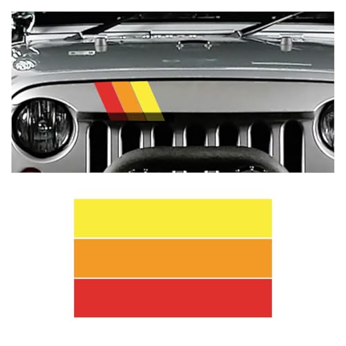 Image of 10 Inch Classic Retro Style Tri-Color Stripe Sticker Decal, Car Exterior or Interior Accessories for Toyota Tacoma 4Runner Tundra, Decoration Grille Fender Hood Side Skirt Bumper Dashboard (Red)