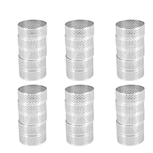 PPQIRU Anillo para Tartas Anillo for Tarta Perforado de Acero Inoxidable, 5 uds., 5cm, Anillo Perforado for Pastel, Mousse, Anillos Redondos for Tarta for Hornear Postre para Hornear(30 pcs)