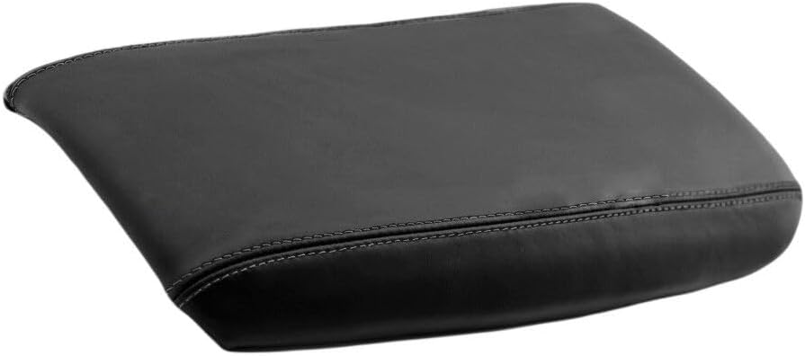 Center Console Armrest Lid Cover Skin, Black Genuine Leather (Fits: 1997 1998 1999 2000 20001 2002 2003 2004 Corvette C5) (Black Leather (Black Stitching))