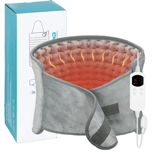 Frogetu Manta Eléctrica Lumbar y Cervical 120x30cm - Almohadilla Térmica Esterilla Eléctrica 6 Temperaturas 4 Timer Apagado Automático Lavable para Espalda Cuello Abdomen-Gris