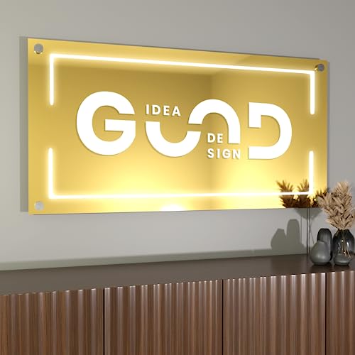 Personalized Floating Business Metal Sign For Storefront Or Front Desk Office I Standoff Screws Included For Sing Holder I Optional Led Lights I Optional Neon Light Wireless Controller #TOP12