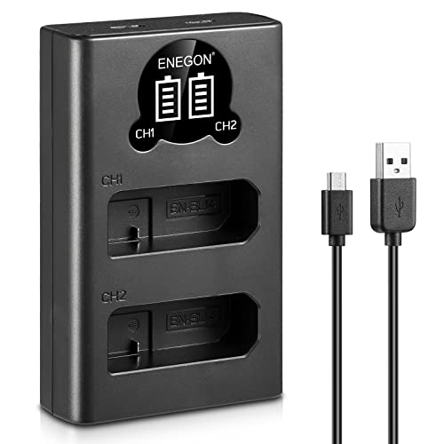 ENEGON EN-EL14 Cargador USB LED para Nikon EN-EL14, Nikon EN EL14a, Nikon D3100 D3200 D3300 D3400 D5300 D5500 D5600 D500 D3S DF, Nikon Coolpix P7000 P7100 P7700 P7800, EN-EL14 DSLR Cámara