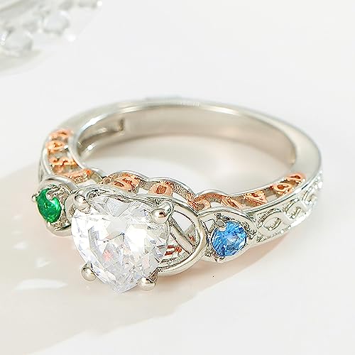 Engagement Personalized Engraved Ring With White Cz Crystal Or Moissanite Diamond Simulant 2Ct, Two Birthstones Mothers Ring 2 Engraved Names Customized , Women Fine Jewelry Promise Ring Birthstone Jewelry Rose Gold Mothers Ring 2 Birthstones (Moissanite Stone) #TOP2