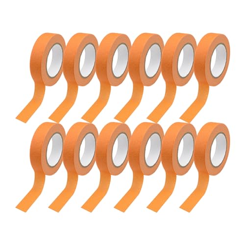 12 Rolls Masking Tape 0.6in x 15yd, Orange for Painting Crafts and Labels