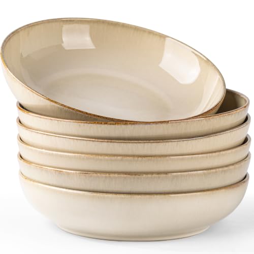 AmorArc 8.5’’ Ceramic Pasta Bowls Set of 6, 36oz Large Stoneware Bowls Set