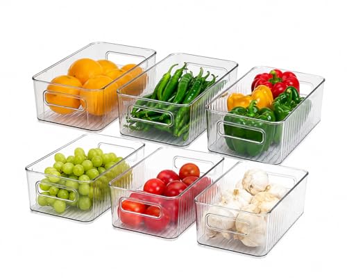 Image of Fridge Storage Container, Transparent, BPA Free Plastic, Reusable and Freezer Safe, 28 x 22 x 13 Centimetres, for Fruits, Vegetables, Snacks and Leftovers, Air Tight and Leak Resistant
