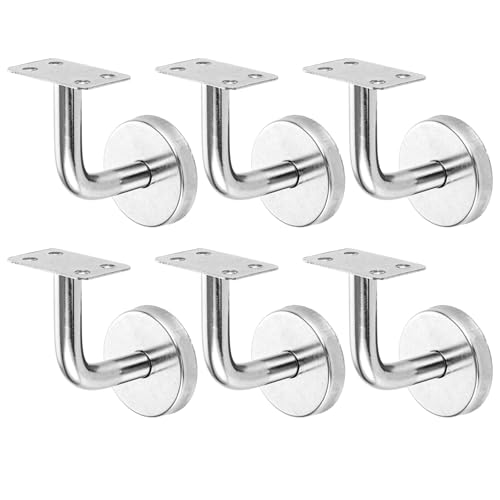 LDXDRU 6 Stück Handlaufhalter Edelstahl Geländer Außen Handlaufträger Roubst Halterung für Handlauf Silber Edelstahl Treppengeländer Innen Wandhalter mit Schraubwerkzeug geliefert, 60x60 mm