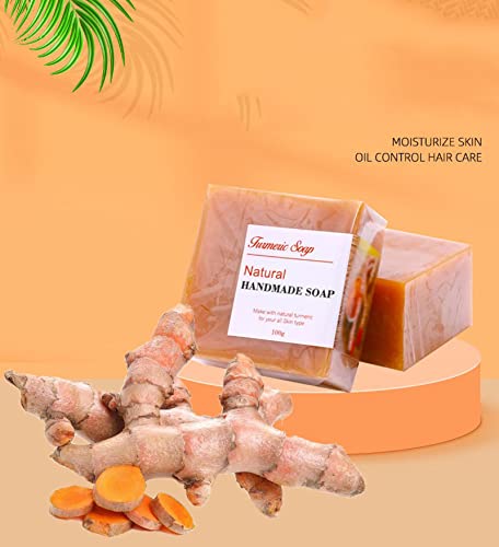 Wsiruyi Turmeric Botanical Bath Soap Bar,100G Handmade Ginger Essential Oils Soap Gift For Men & Women,Natural Ingredients,Face Body Moisturizing Artisanal Soap With Blistering Net #TOP3