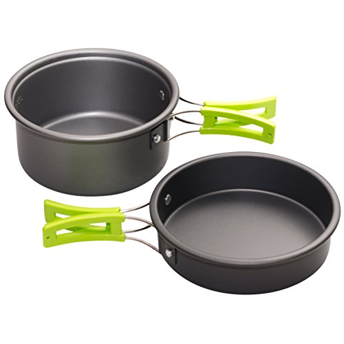Campingrockers 14 With Kettel/15 Pcs Camping Cookware Mess Kit - Durable Pot Pan Bowls & Knife, Lightweight Set For Backpacking, Hiking Outdoors - Non-Stick Aluminum Cookset & Utensils For Picnic #TOP3