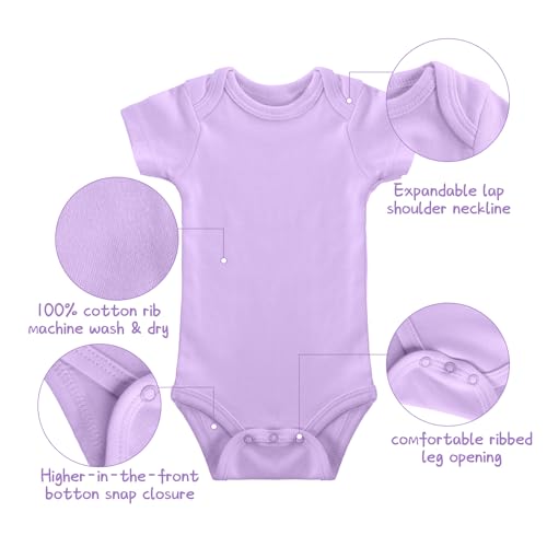 Hillban 24 Pcs Unisex Cotton Short Sleeve Bodysuits Baby Bibs Set for Baby Shower2