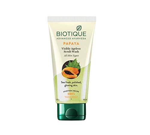 Image of Biotique Bio Papaya Visibly Flawless Skin Face Wash For All Skin Types, 150ml And Biotique Bio Papaya Revitalizing Tan Removal Scrub, 75g