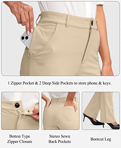 Rammus 28"/30"/32"/34" Womens Yoga Dress Pants With Zipper Pocket Stretch Work Pants For Women Straight Leg Slacks For Office Business Casual #TOP3
