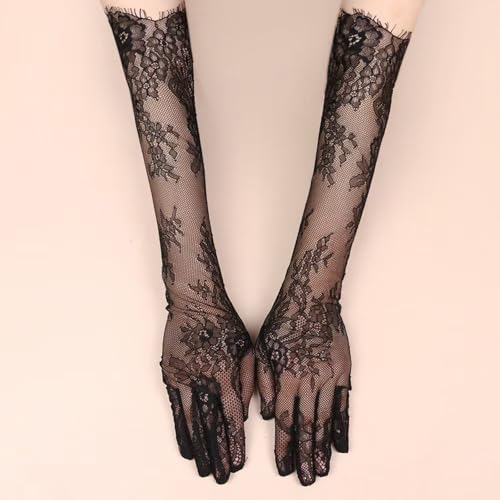 1pair Elegant Lace Long Gloves Evening Dance Gloves Lolitas Mittens Lady For Stage Performances Sheer Operas Length4