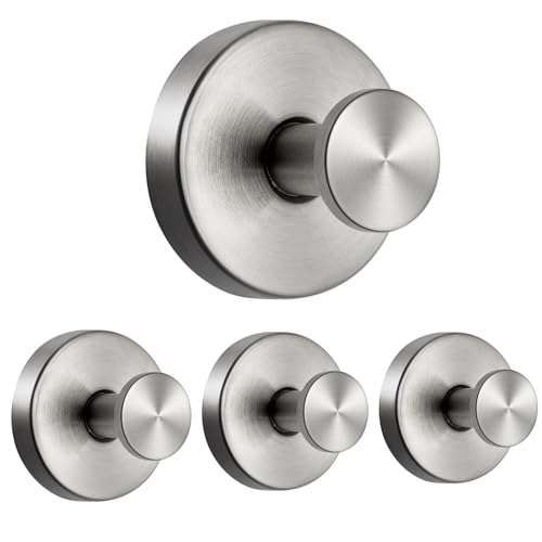 Swodition Suction Cup Hooks for Hanging, for Shower Hooks, Bathroom Shower for loofah for Glass Windows, Mirror, Tile, Adhesive Towel Hooks for Hanging Bath Ball, Robe, Towel (Sliver-4Pack)