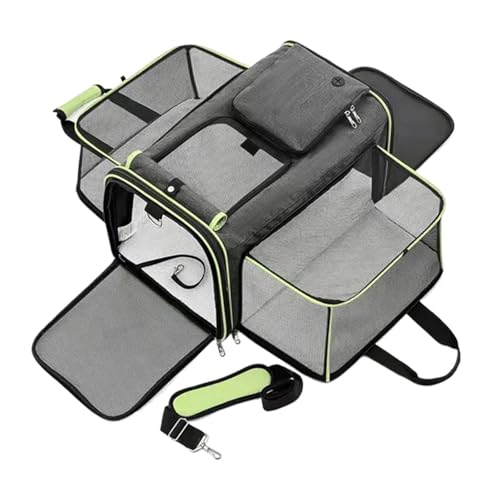 ITKXRVJZM Pet Bag Cat Bag Foldable Large Capacity Cat Outdoor Car Expansion Portable Pet Handbag Breathable Diagonal Cross Bag for Cats and Dogs Portable(Green)