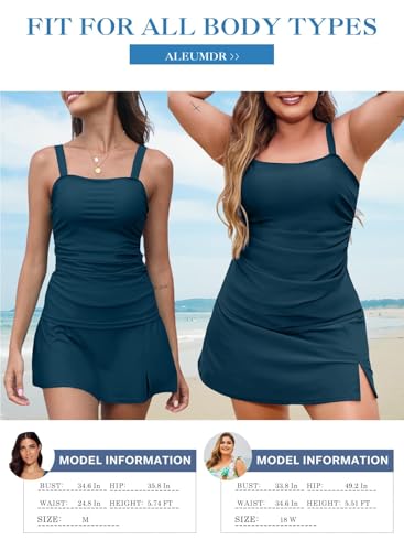 Aleumdr Women Vintage Tummy Control Two Piece Tankini Swimsuits Swimdress Push up Swimwear Bathing Suits - Image 6