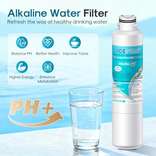Image of ICEPURE Alkaline DA29-00020B Refrigerator Water Filter Replacement for Samsung HAF-CIN /EXP HAF-CIN, DA29-00020A /B, DA29-00020B-1, 46-9101, RF28HMEDBSR, RF263BEAESR, HDX FMS-2, Enhances PH, 4Pack