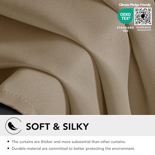 Image of Deconovo Thermal Insulated Blackout Curtains, Anti-Cold, Modern Design with Eyelets, Curtains for Boy's Bedroom, 140 x 300 cm (Width x Height), Taupe, 2 Pieces