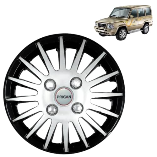 Image of Prigan TATA Sumo Gold Black Silver Wheel Cover 15 inch for TATA Sum Gold (Set of 4 Pcs) (Press Fitting) Model- Camry DC 15
