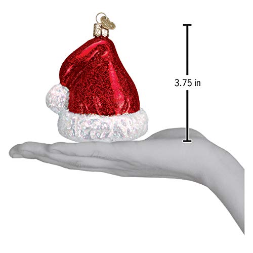 Old World Christmas Santa Hat Glass Blown Ornament for Christmas Tree, Handcrafted Holiday Decoration, Santa Collection