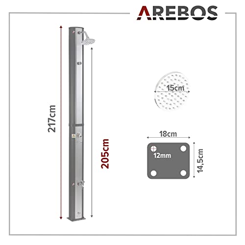 Arebos Solardusche mit 35 Litern und 216 cm Höhe
