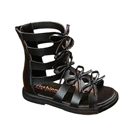 Toddler Little Kids Girls Fashion Bow Gladiator Sandals with Open Toe Dress Summer Boots Flats Zipper Strappy Flat Rome Shoes