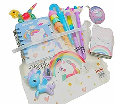 Tera13 Unicorn Folder with Stationary Plastic Stylish Pen for Girls, Unicorn Pen Unicorn Stationary New, Pack of 10, Multicolor
