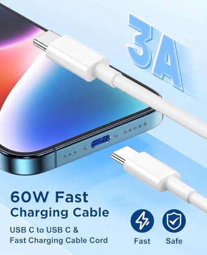 Image of 15FT USB C to USB C Cable, USBC to USBC Fast Charger Cord, Extra Long Type C to Type C Fast Charging Cable for iPhone 17 air 16 15 Pro Max Plus,Galaxy S26 /S25 /S24,iPad Pro /Air,MacBook Pro /Air-2Pack