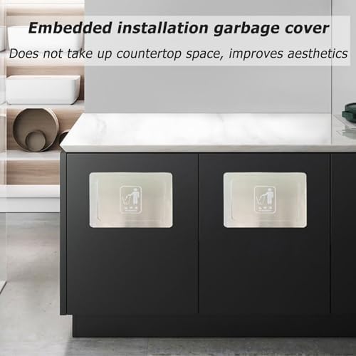 304 Stainless Steel Trash Chute Door for Kitchen Cabinets, Recessed Trash Bin Lid, Side Mount Flip Panel Lid