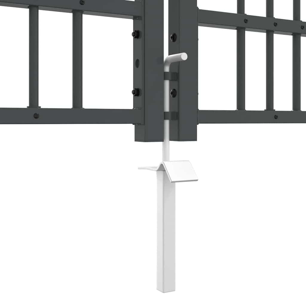 IKAYAA Cancello Doppio con Punte a Lancia Cancelletto Giardino Cancello per Recinzione Cancello Pedonale Privacy con Serratura e Chiavi Ingresso Pedonale in Acciaio-Grigio-305 x 100 cm
