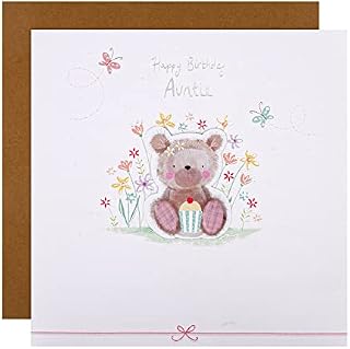 Hallmark Large Birthday Card for Auntie - Cute Teddy Cupcake Design, Multicoloured (ECM25557894)