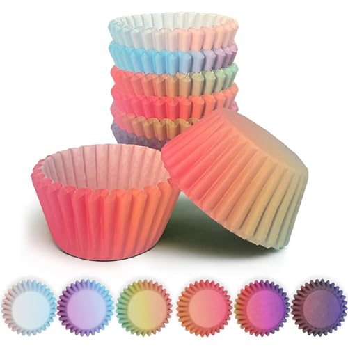 Gcardist Mini-Muffinförmchen Cupcake-Becher 300 Stück Lebensmittelqualität Verlauf-Design Muffinpapier Backförmchen Cupcake-Hüllen (Kleine Größe)