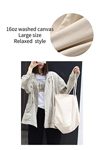 Image of Jeelow Large Striped Or Patterned Canvas Tote Bag for Women Men Shoulder Handbag with Zipper Pocket Travel