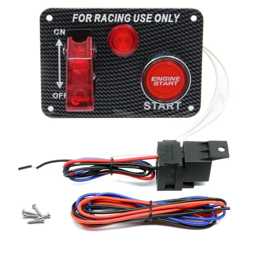 Gebildet DC 12V Zündschalterfeld 2-in-1-Automotor-Start-Druckknopf-Kippschalterfeld mit Kontrollleuchte für Rennwagen, Boot, Marine, LKW, Anhänger